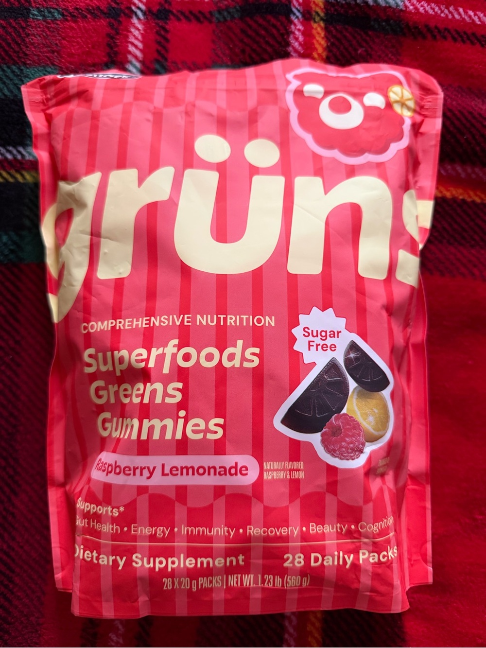 Gruns Raspberry Lemonade Sugar-free Limited Edition Gummies 28 Pack Exp 10/2027